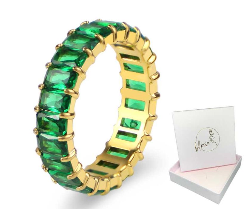 Pierścionek, obrączka- Stal nierdzewna kolor zielony różne rozmiary