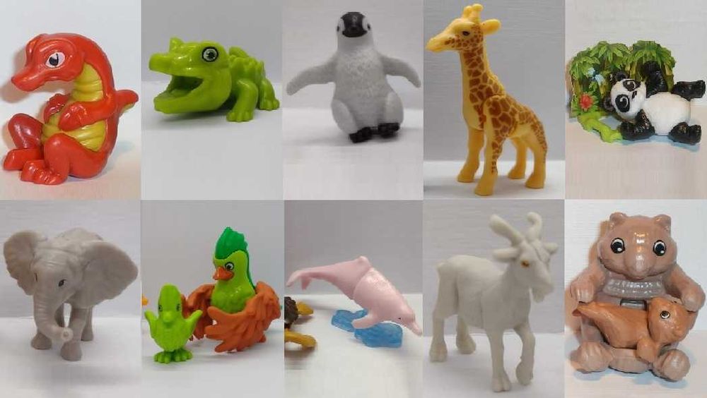 *_* Zestaw Zwierzątek kinder dla dziewczynki, chłopca 10 sztuk, nowe F