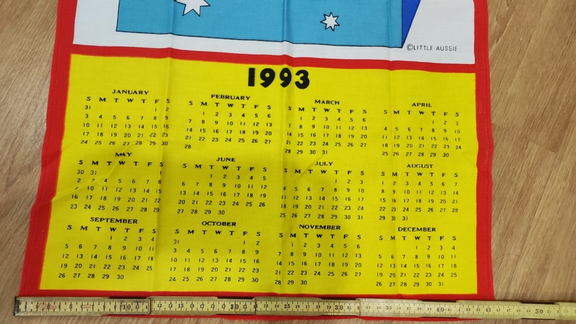 Lenço Austrália 1993 Calendário Vintage