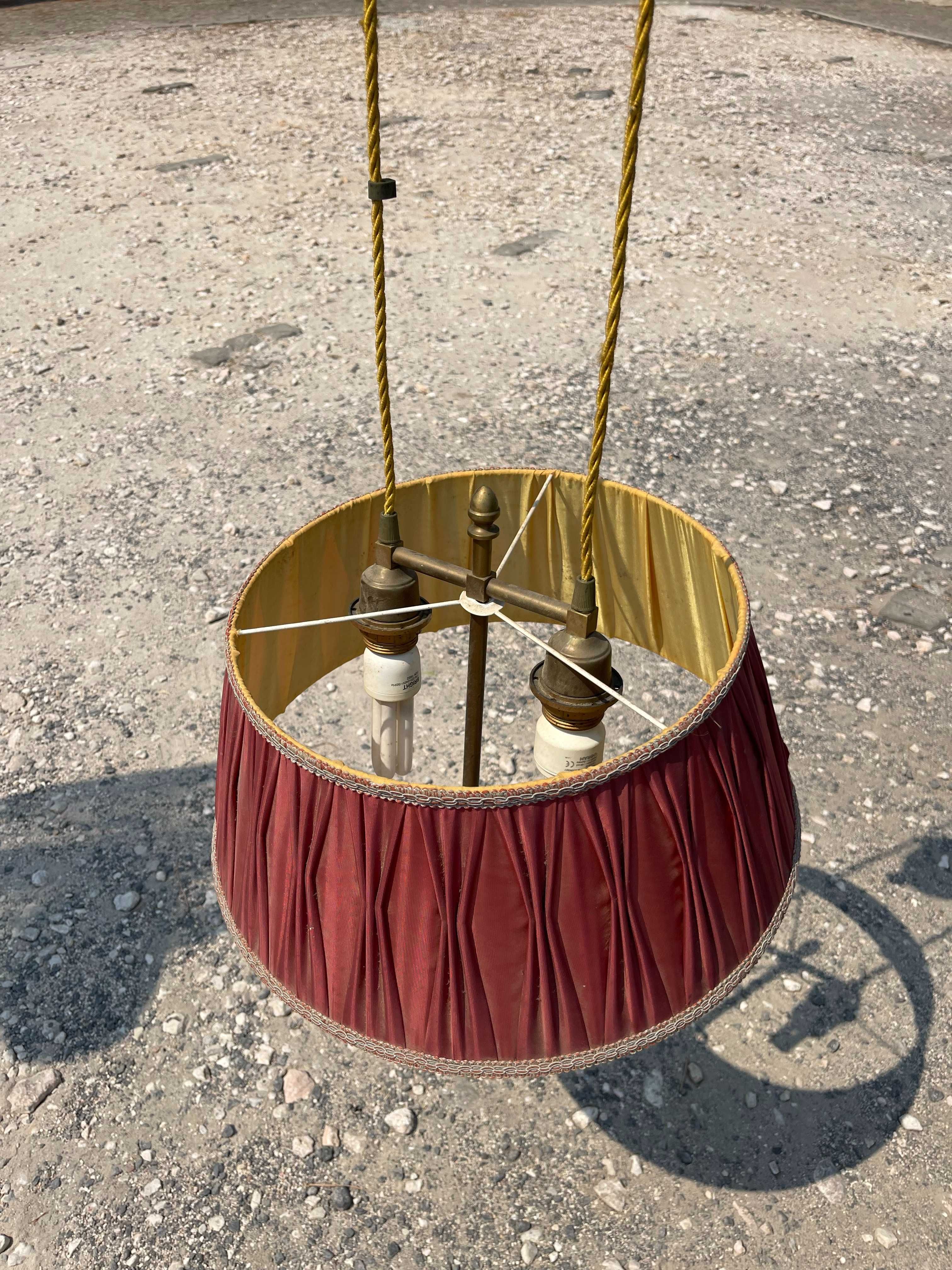 Candeeiro de teto vintage com cúpula em tecido e contrapeso