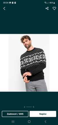 Nowy sweter świąteczny na prezent męski sweterek ze wzorem norweskim46