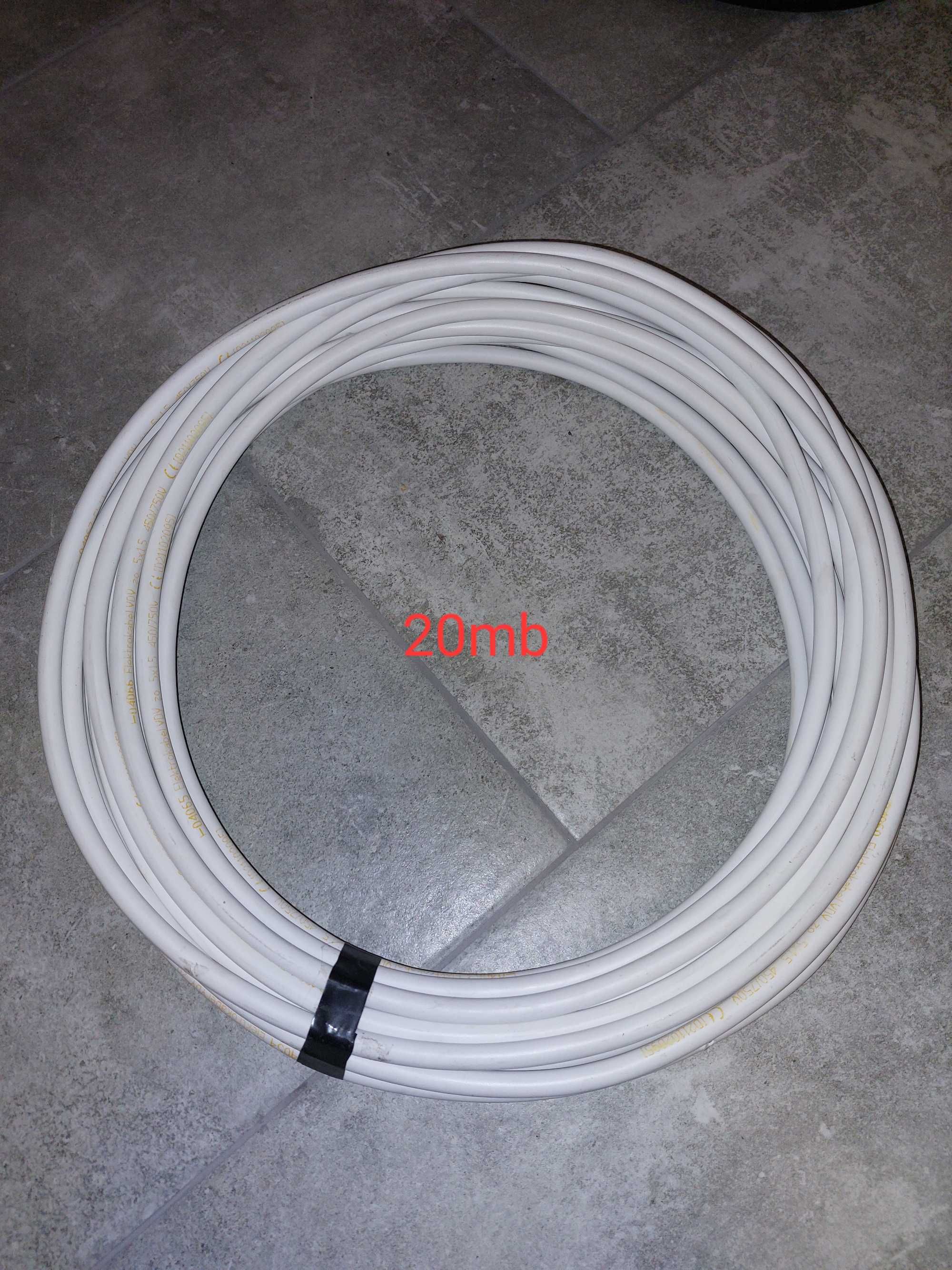 Sprzedam kabel elektrokabel ydy 5x1,5 mm2 20mb gratis wtyczka 5p 16a.