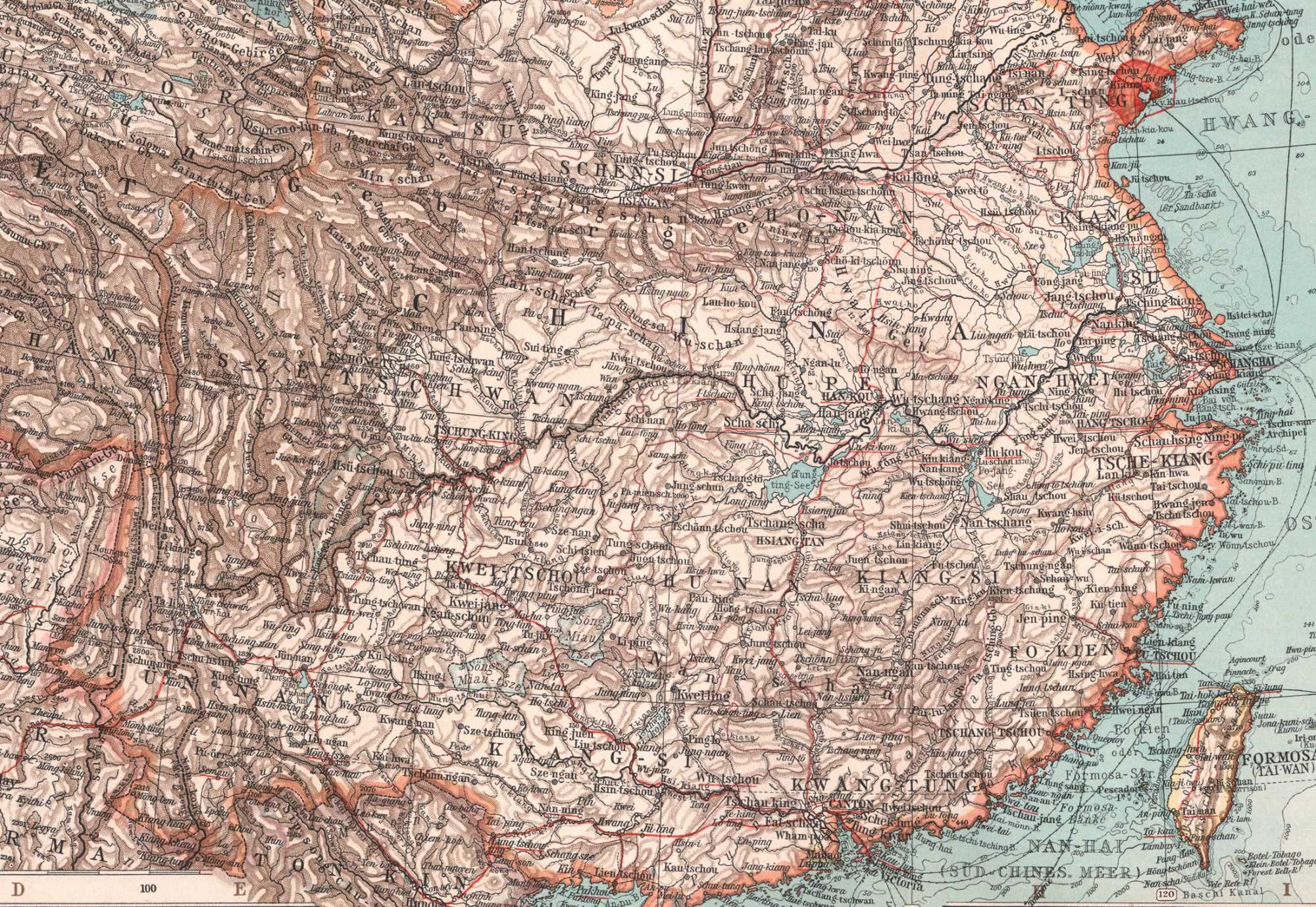 Japonia Korea Chiny Taiwan efektowna mapa 1915 r. autentyk
