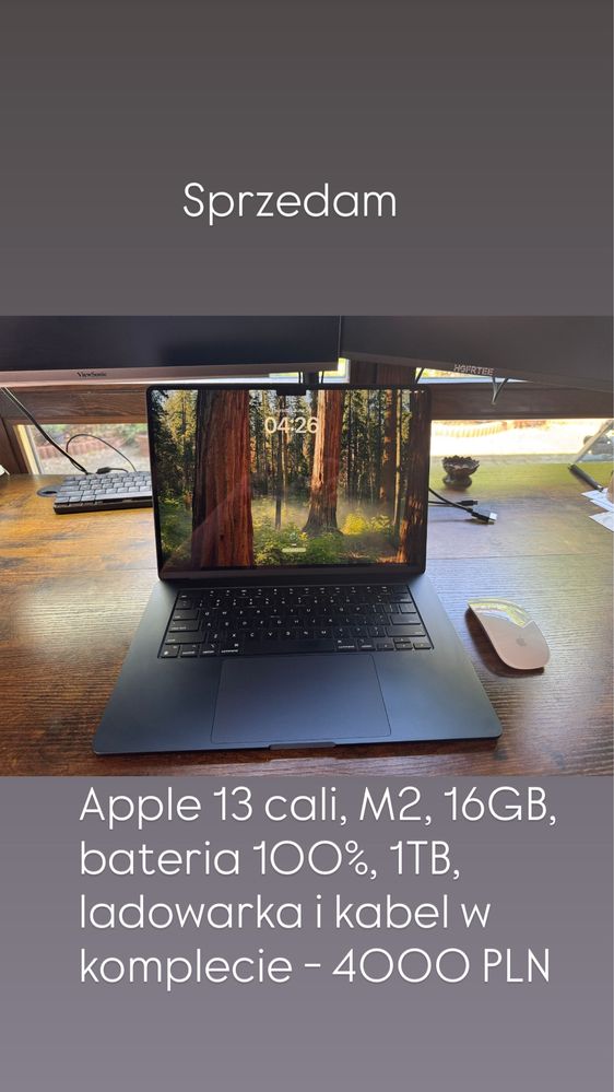 Macbook Air 13” bateria 100%, pamiec 1TB