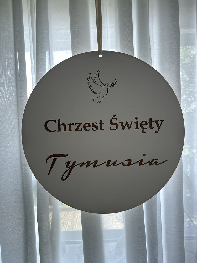 Koło dekoracja na Chrzest Święty z imieniem Tymuś/Tymek/Tymon 50 cm