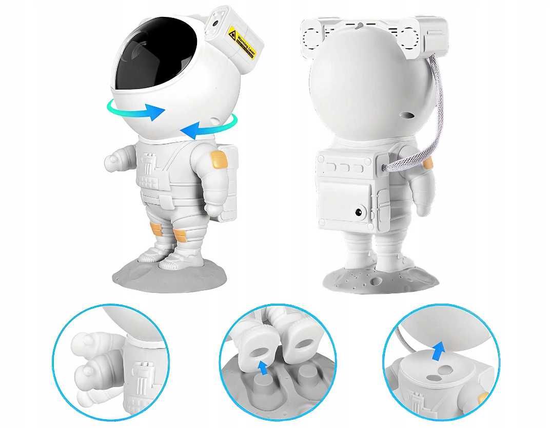 Projektor obrotowy gwiazd nieba LED lampka nocna astronauta RGB