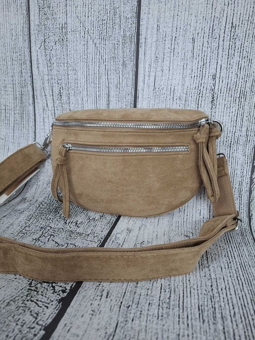 Paolo Bags  Torebka nerka ,  Kolor Camel  Eko Zamsz