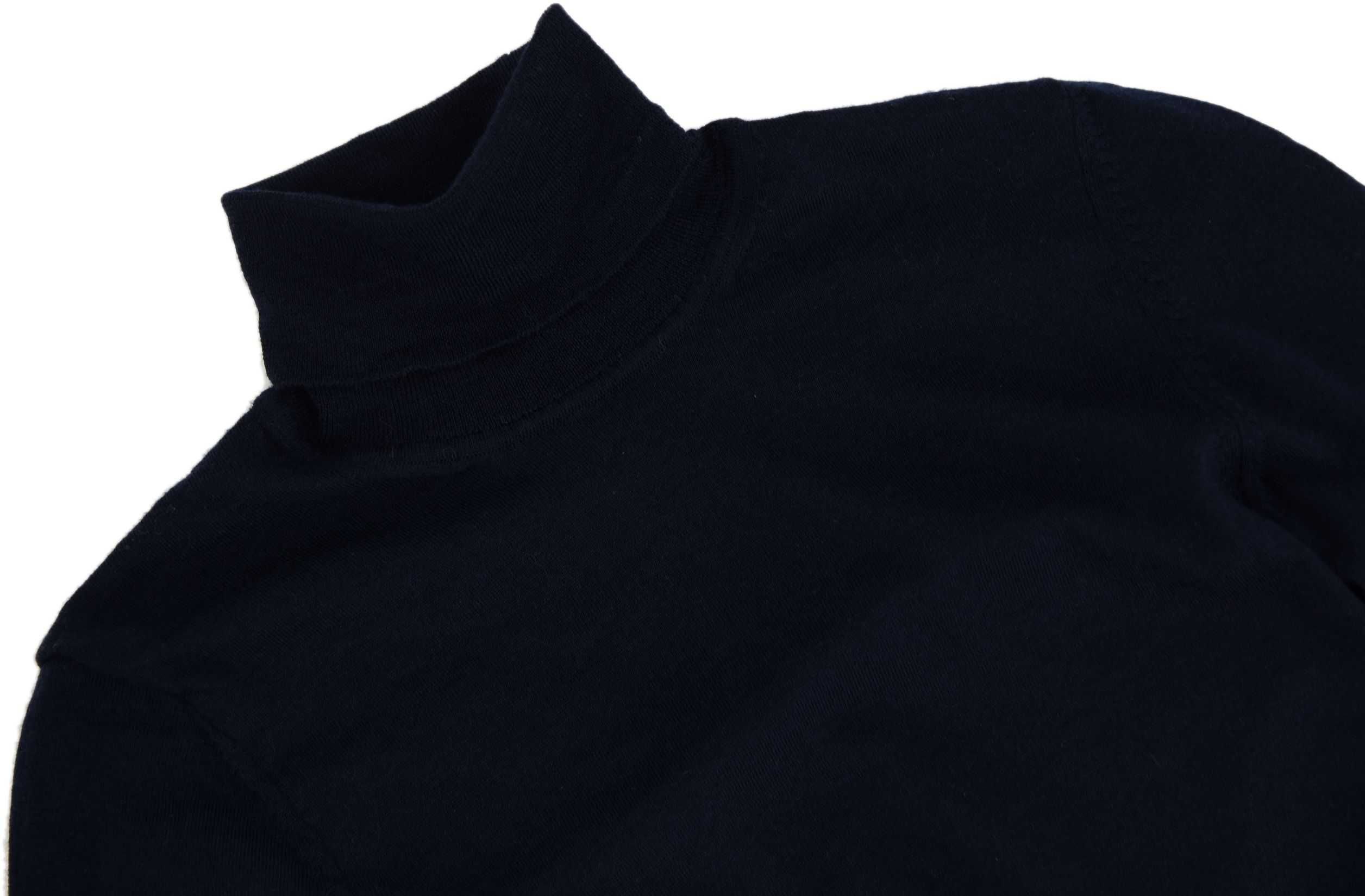 HUGO BOSS sweter damski golf granatowy wełna klasyczny miękki S