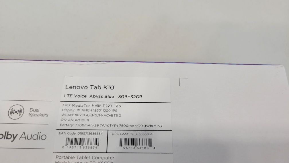 Lenovo Tab K10 LTE 3/32Gb 10.3FHD Blue,новый