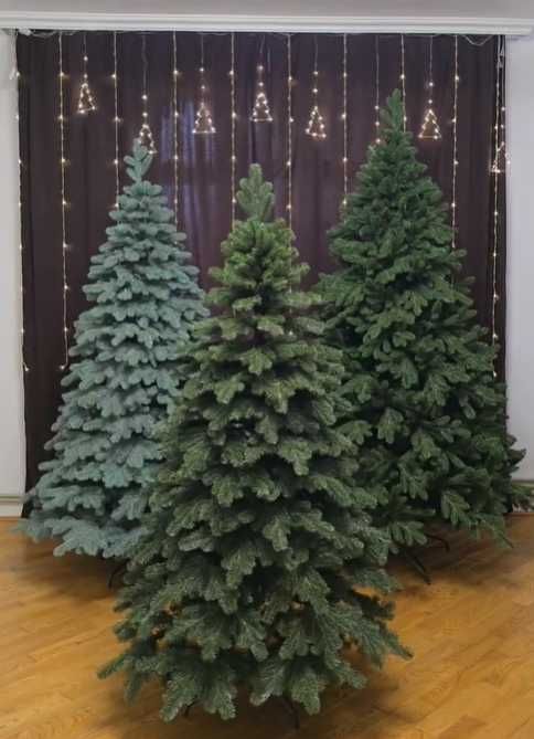 Хіт продажу! Елітна лита штучна ялинка Кедр зелена/голуба . Литая елка