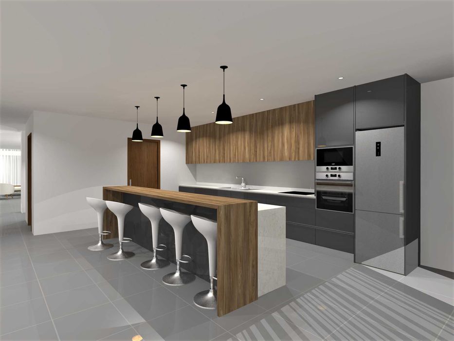 Projetos em Desenho 3D. Cozinhas. Mobiliário por medida.