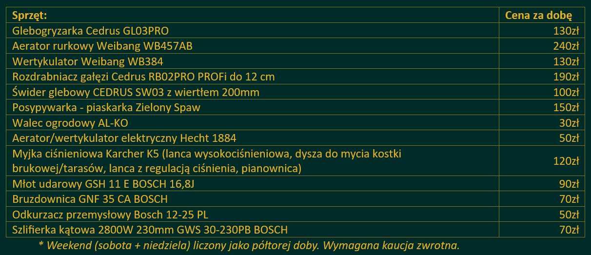 Wypożyczalnia wynajem glebogryzarka Cedrus GL03PRO