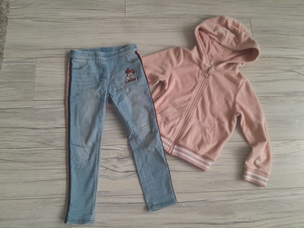 Zestaw dla dziewczynki jeansy i bluza 98/104