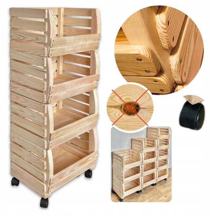 Skrzynka Skrzynie drewniane na warzywa owoce Regał Organizer Pojemnik