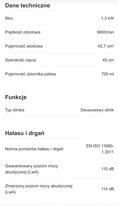 Kosa spalinowa podkaszarka Jula j/nowa Meec Tools  1,3 kW 45 cm