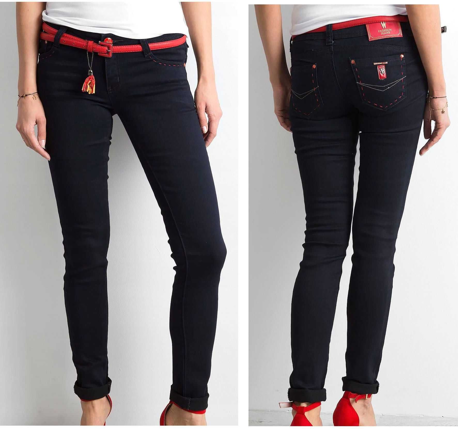 Jeansy dopasowane skinny modne ciemne West r. 30  M L