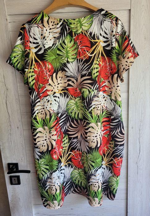 Śliczna włoska sukienka print kwiatowy 2XL 3XL