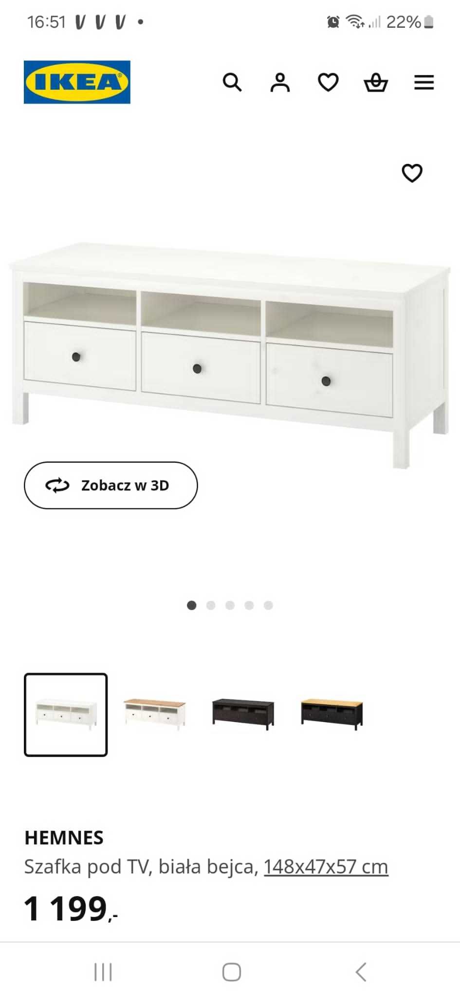 Ikea Hemnes komoda konsola szafka pod telewizor 1199