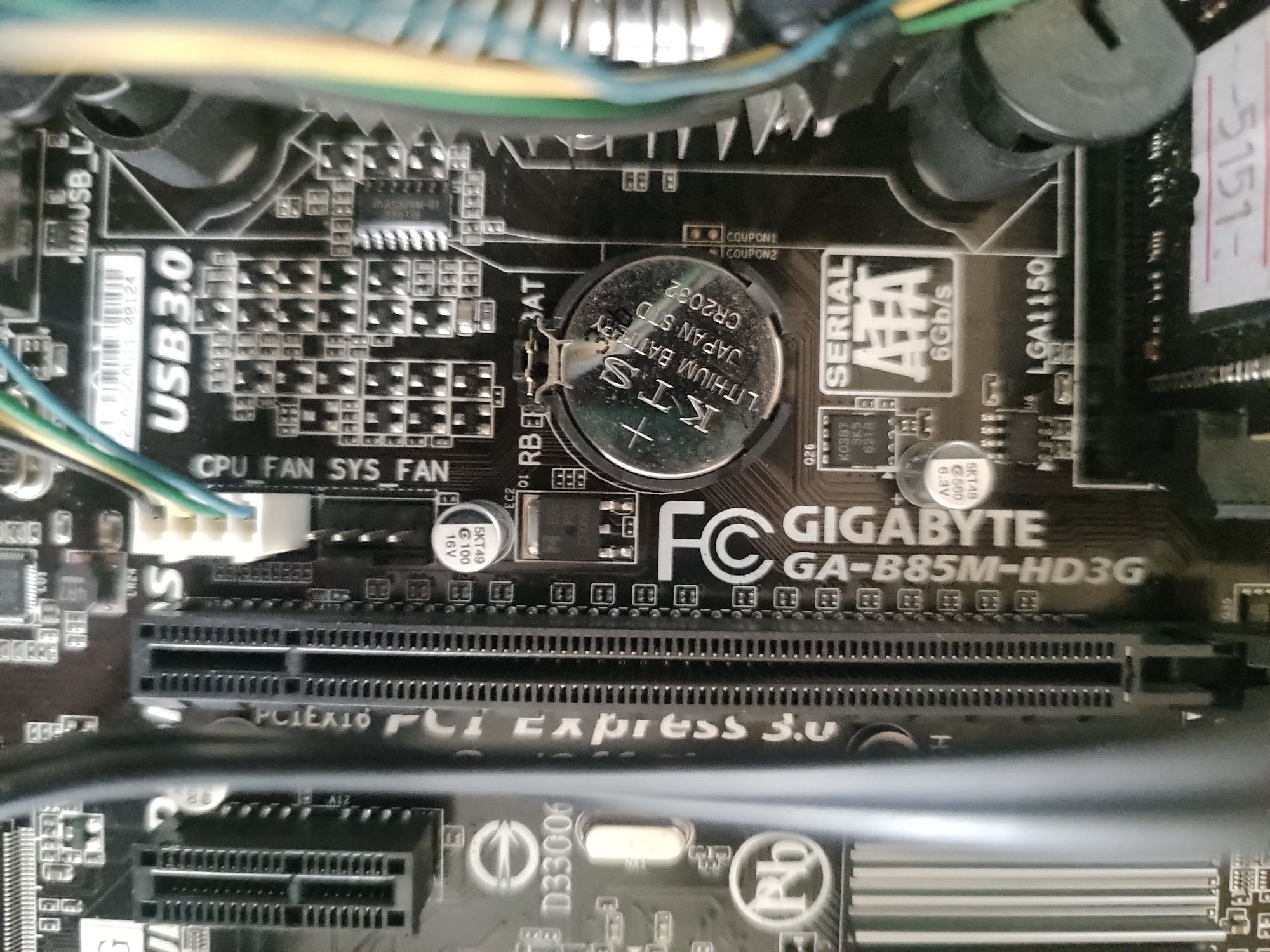 Gigabyte GA-B85M-HD3G, I3-4130, 8 Gb ddr3-1600, див. опис, гарантія
