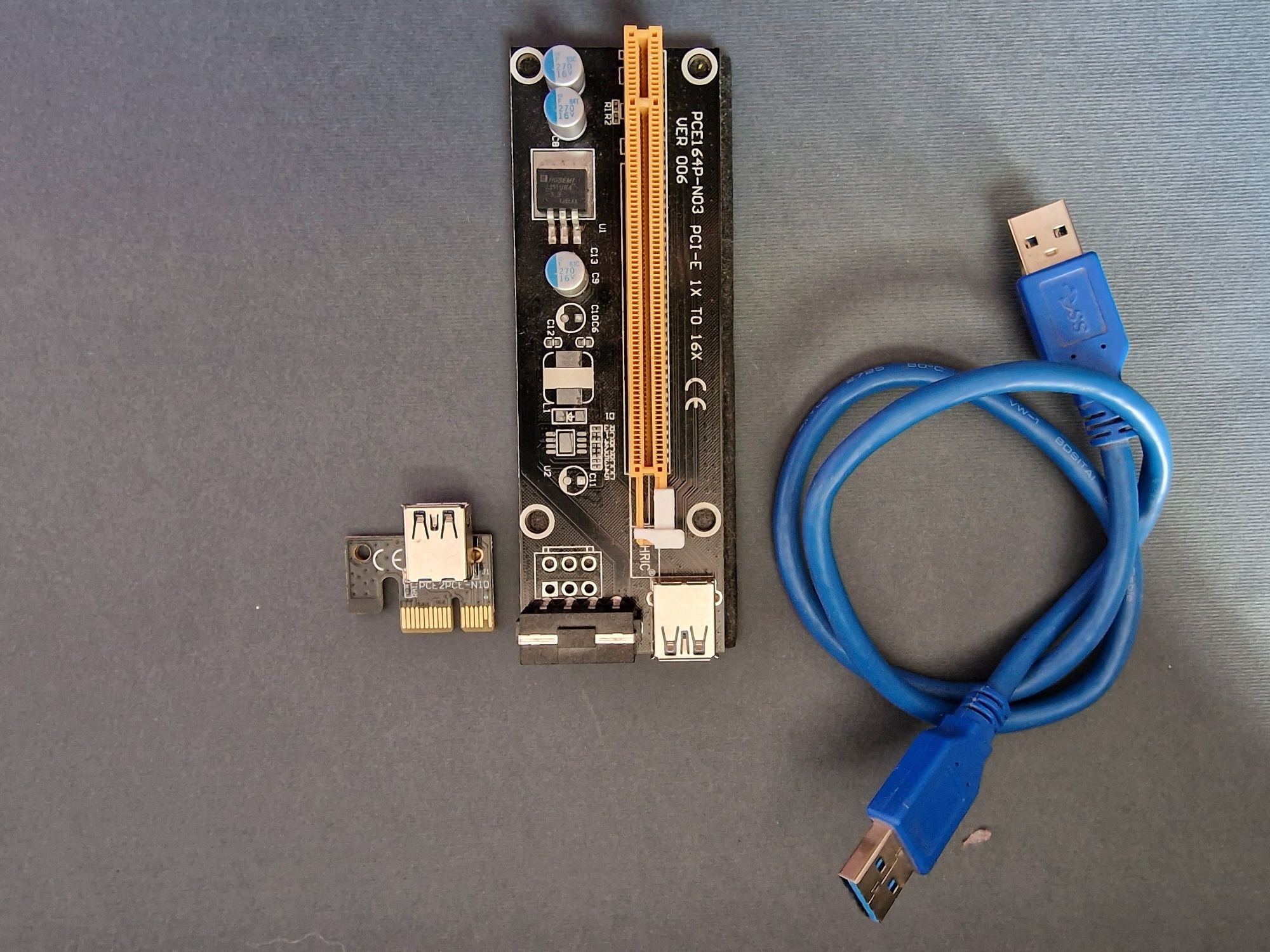 Райзер PCI-E x1 to 16x USB 3.0 6Pin Power