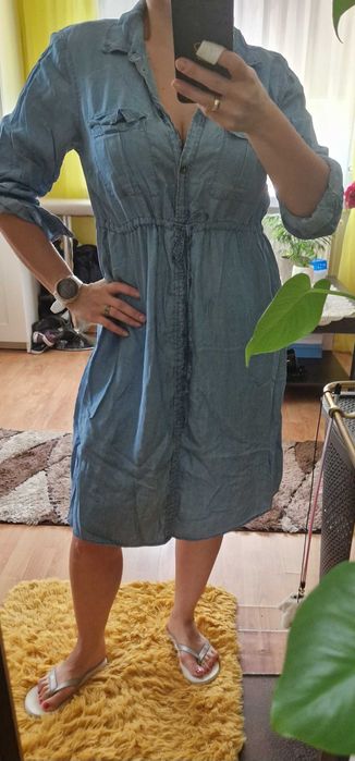 Jeansowa luźna sukienka Mama H&M M