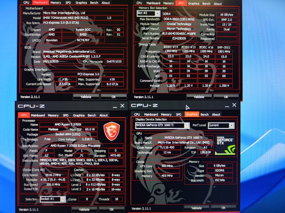 Комплект Ryzen 7 3700X MSI B450 2x16GB Кулер на 6 трубок