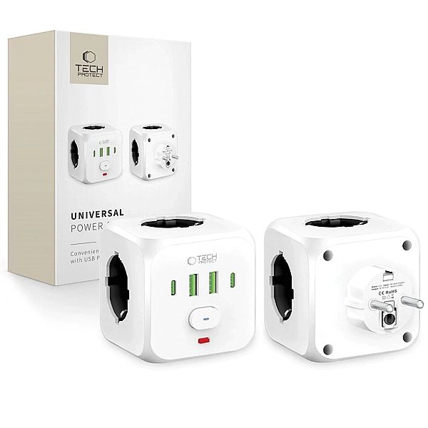 Listwa zasilająca Tech-Protect PCL3x4, 2x USB-A, 2x USB-C, 3x AC Typ S