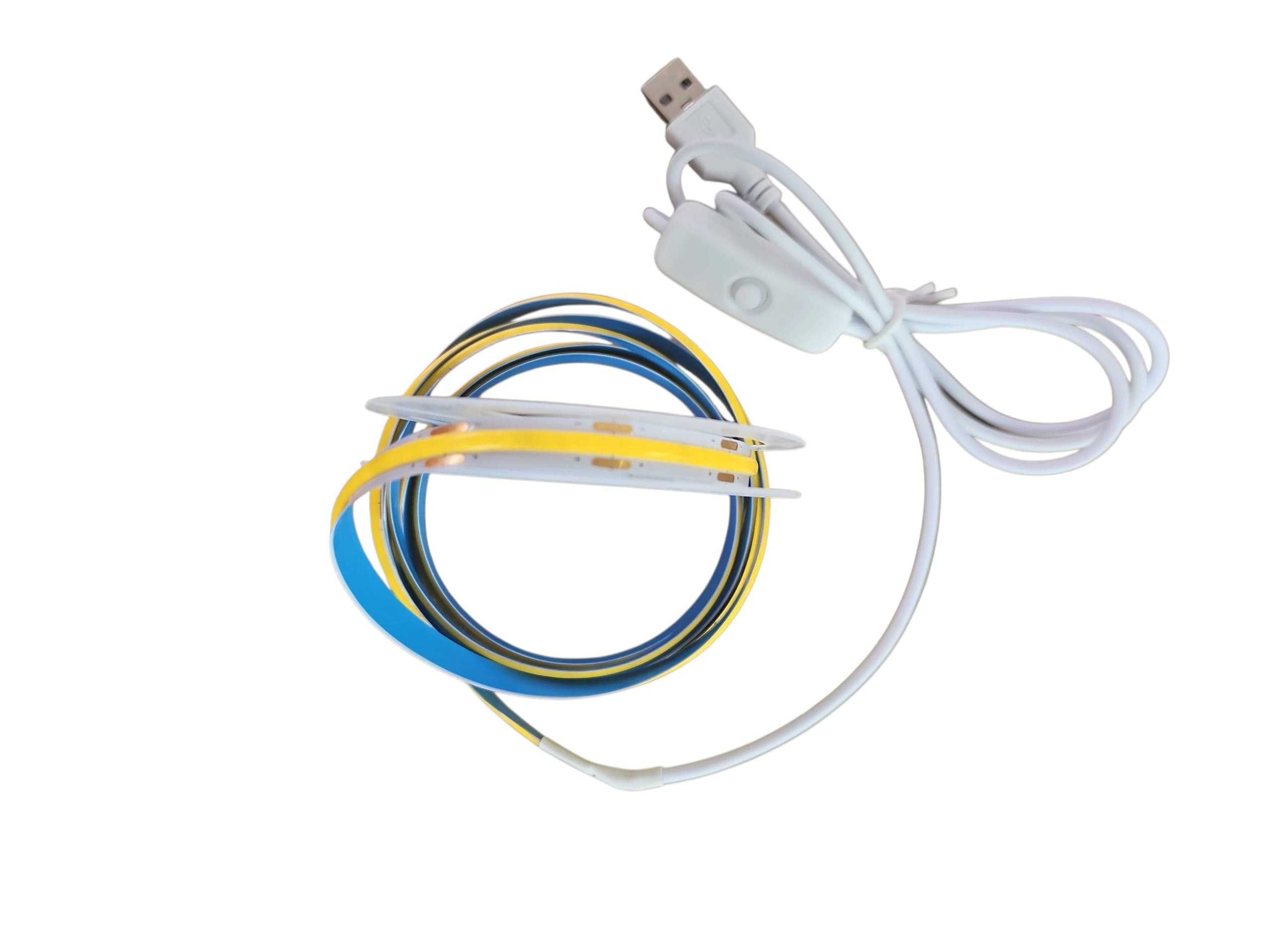 COB LED Light Strip 5V – 2 metry, zimna biel, USB