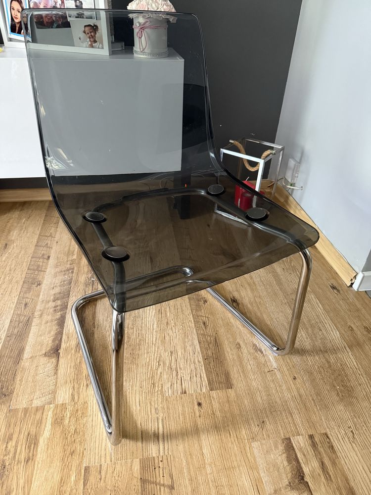 Ikea 4sztuki krzesla Tobias przezroczysty /chrom