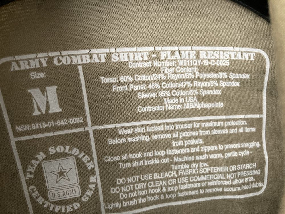 Вогнестійкий убакс армії США Army Combat Shirt Size M
