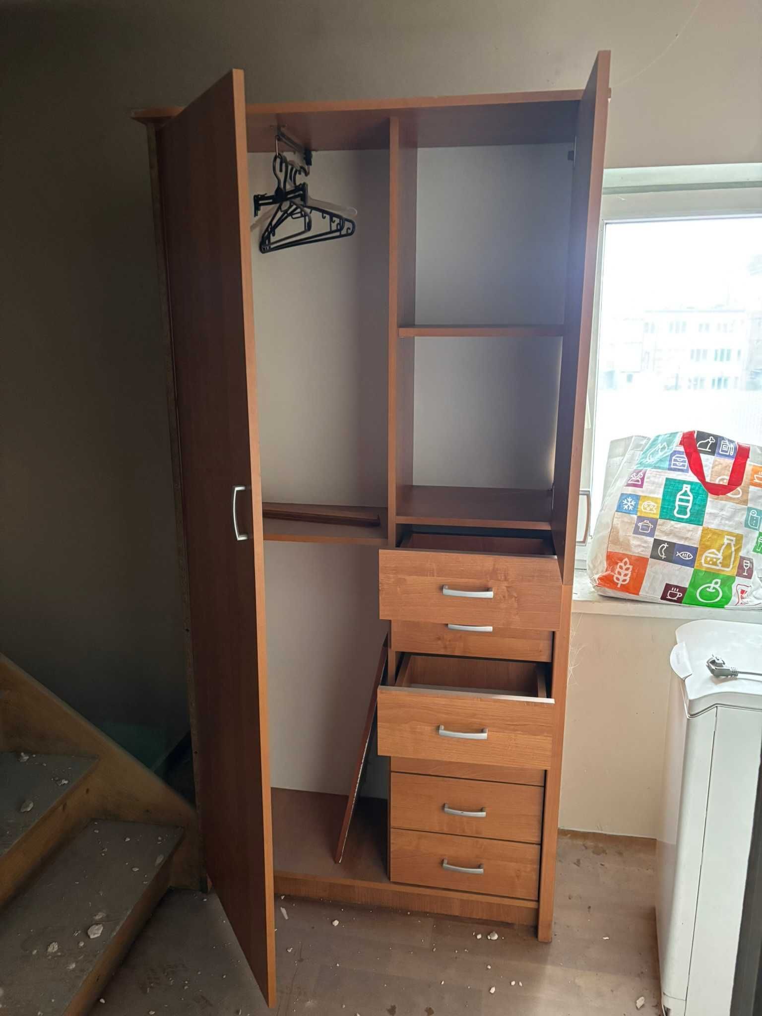 > szafa dwuskrzydłowa z półkami i szufladami 100cm 80cm 70cm