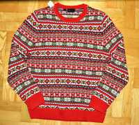 24# norweski męski świąteczny sweter z wełną wzorki M