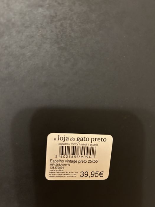 Espelho de mesa vintage preto