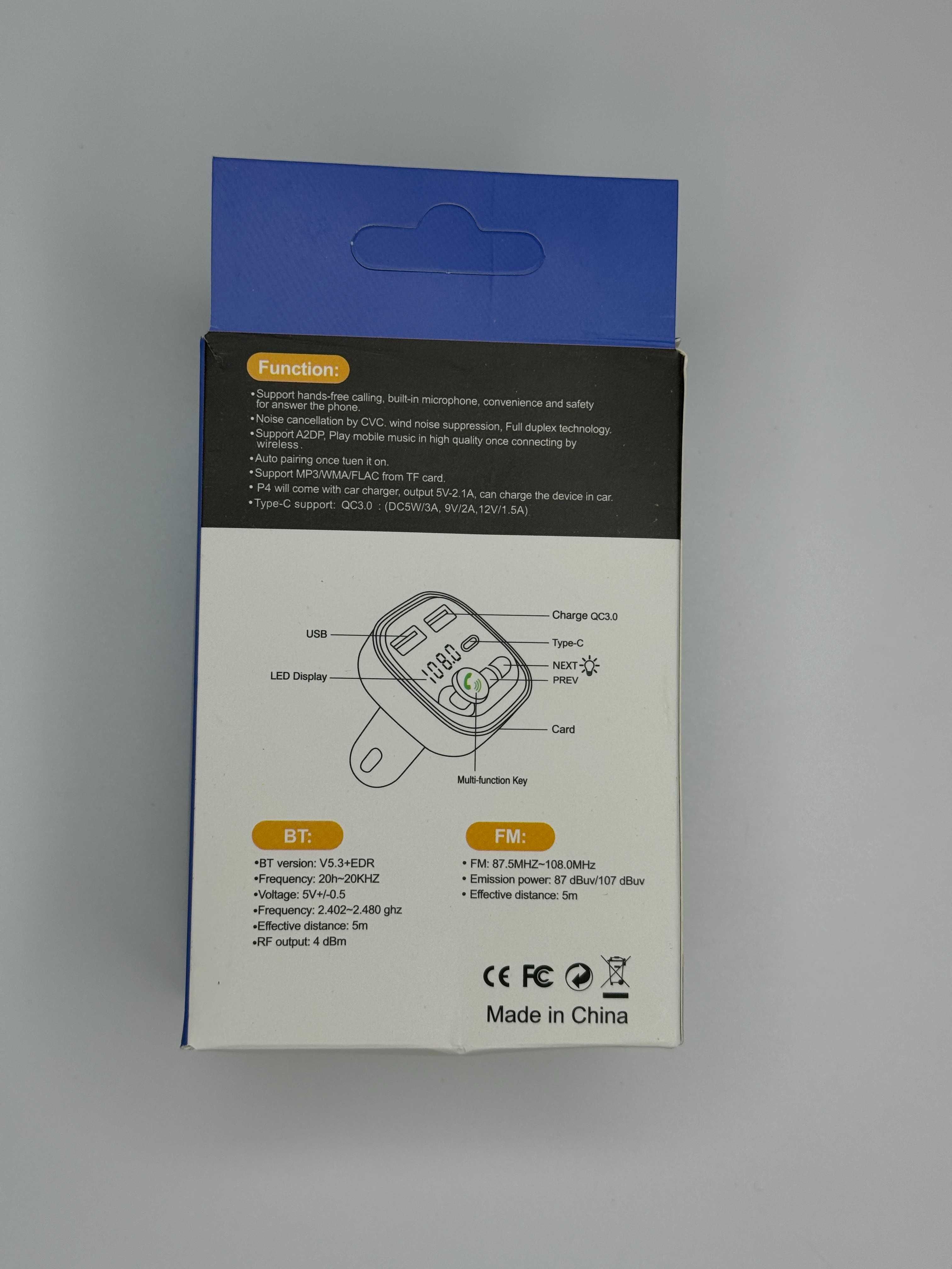 TRANSMITER bluetooth samochodowy FM3x USB adapter SZYBKA ŁADOWARKA MP3