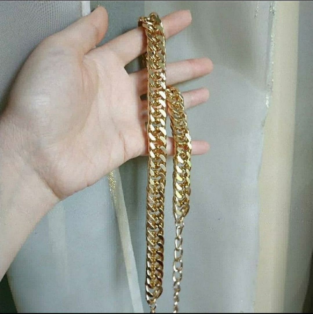 Широкая цепь цепочка чокер на шею  серебро золото