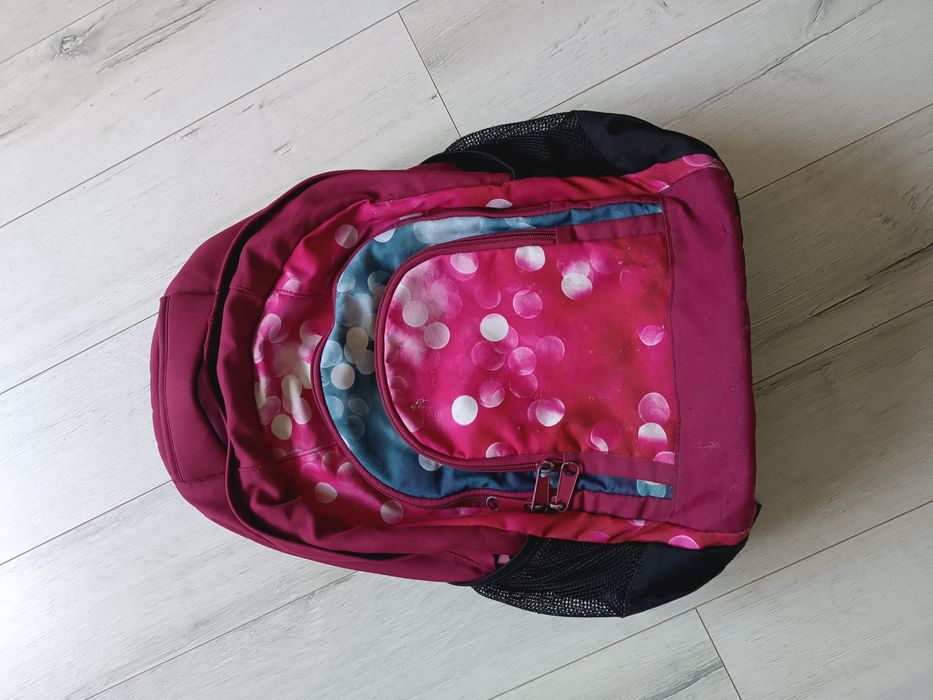 Шкільний / міський рюкзак • рожево-бірюзовий з принтом • легкий і міст