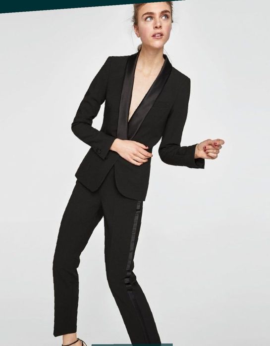 ZARA  М, мех 28,170/А смокінг костюм брючний двійка лампас штани 24 46