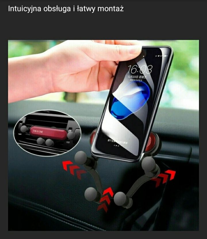 Samochodowy magnetyczny uchwyt na telefon smartfon grawitacyjny Kratka