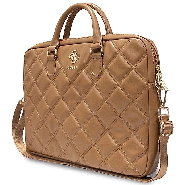 Torba Guess Quilted 4G na laptopa 16" - brązowa
