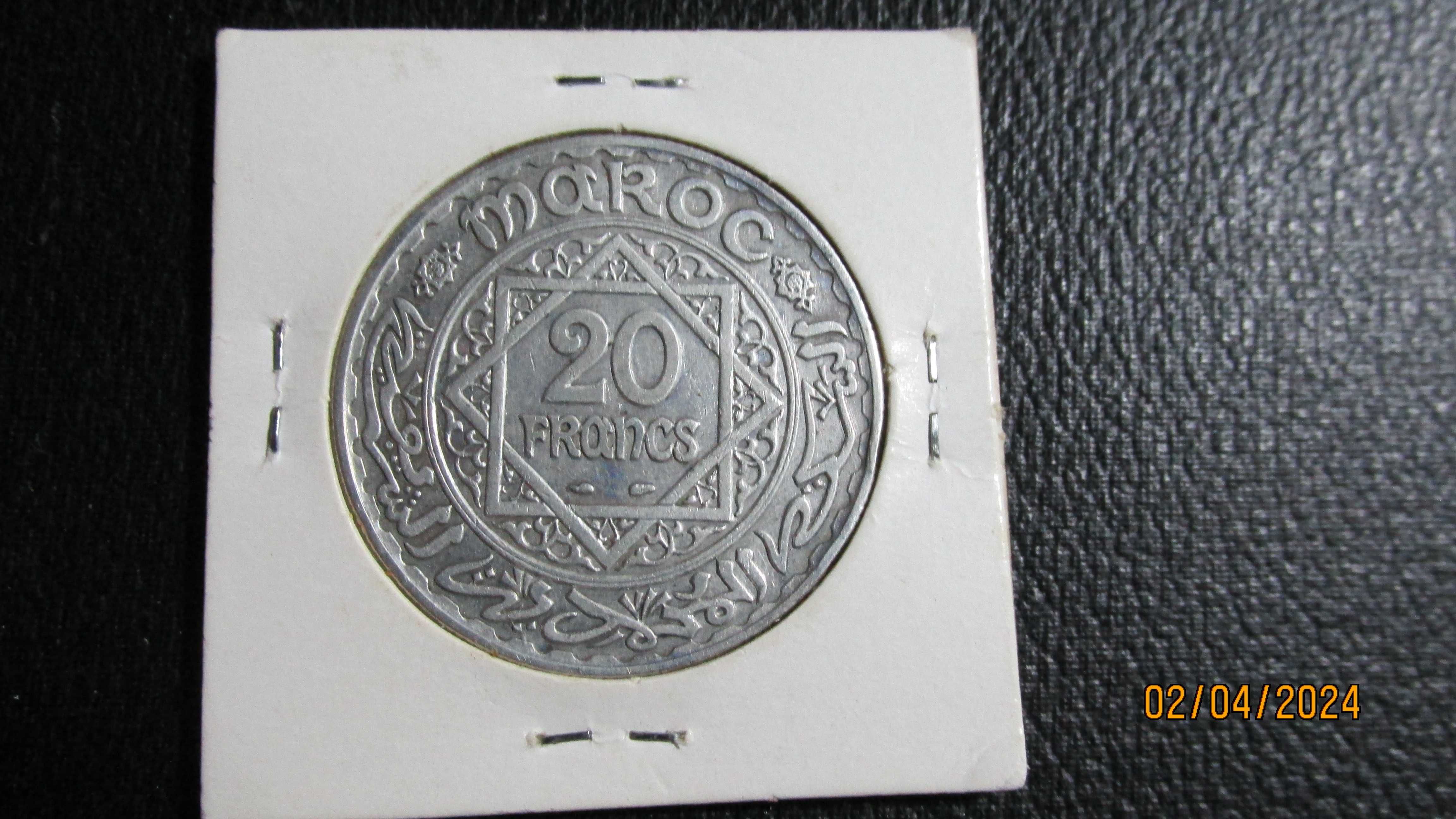 20 Francos prata Marrocos