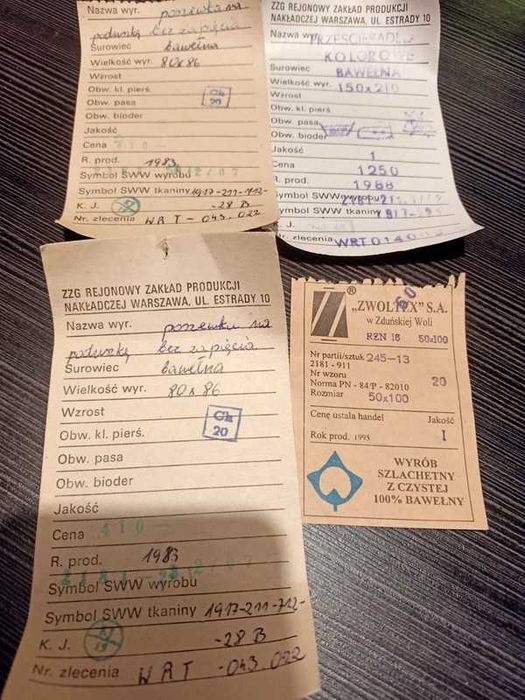 Zabytek kartki metki od poszewek vintage PRL