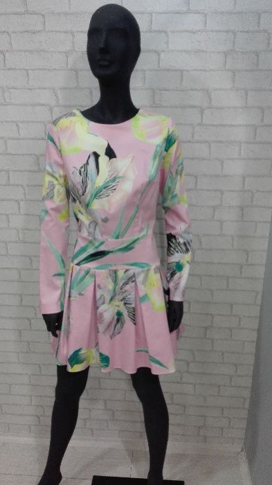 Sukienka z bawełny róż r. S kieszenie mini chruscinska