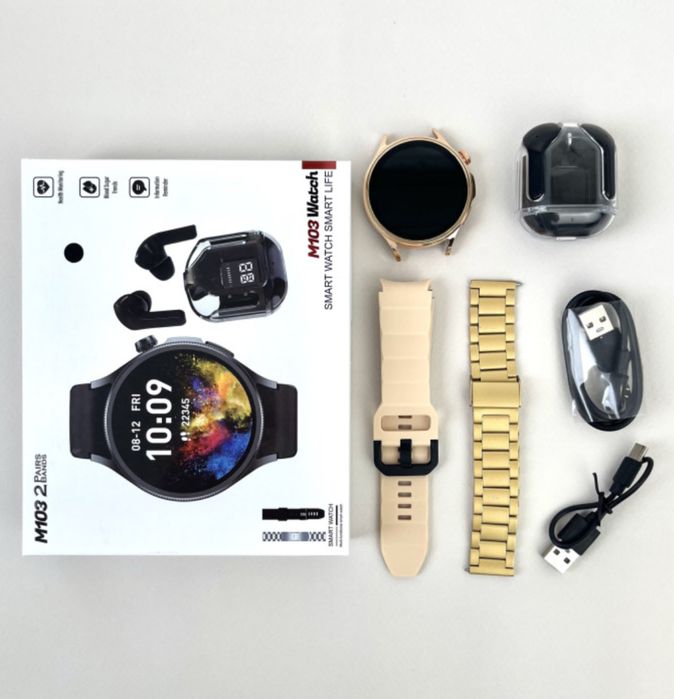 Подарункові комплекти Оптом Навушники + Розумні годинники + Power Bank