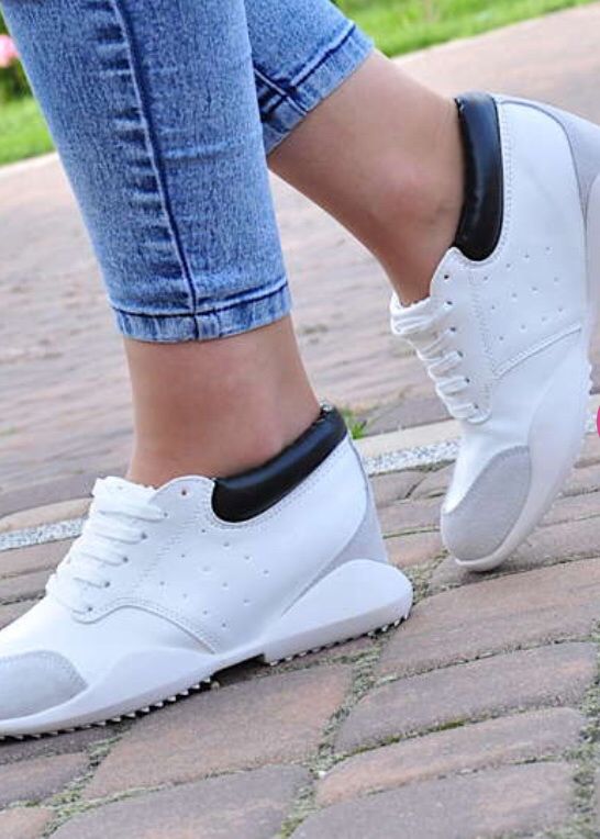 Buty sneakersy sportowe z ukrytym koturnem biało szare nowe