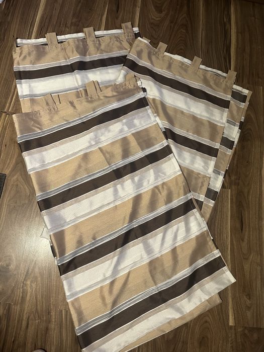 Kompet 3 duże zasłony firany na szelkach 140x245 gratis 2 małe brązowe