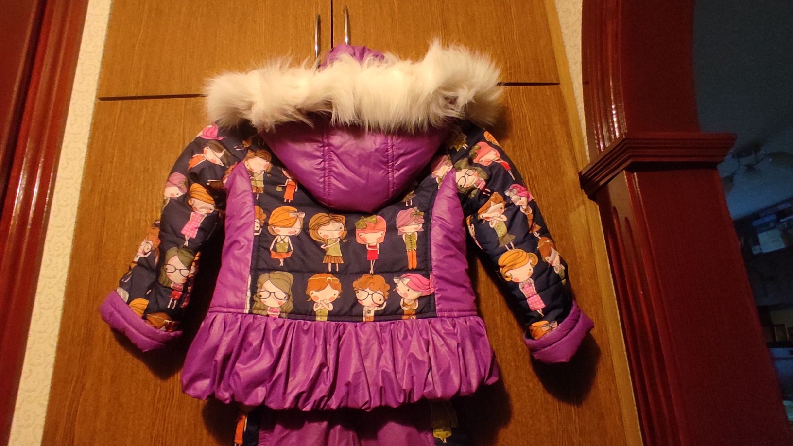 Детский зимний комплект для девочки 7-9 лет куртка и полукомбинезон