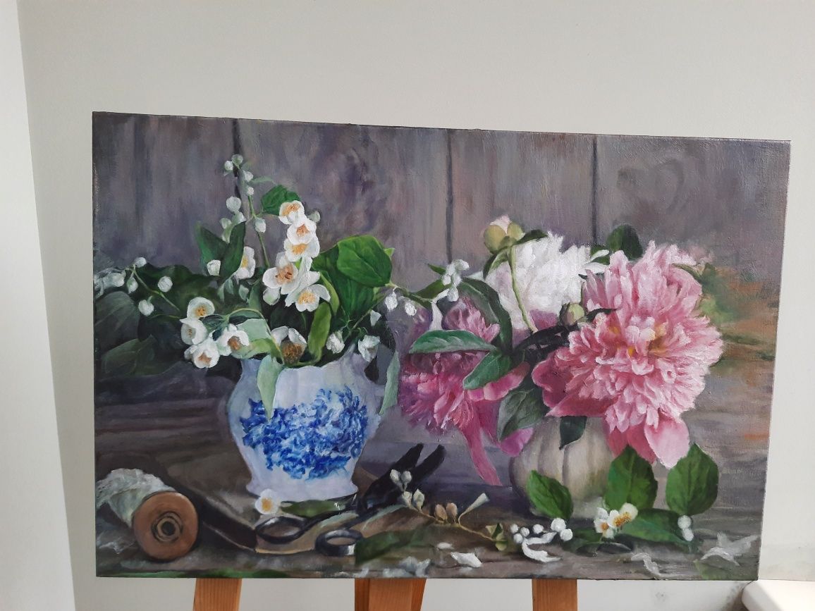 Картина маслом Пионы