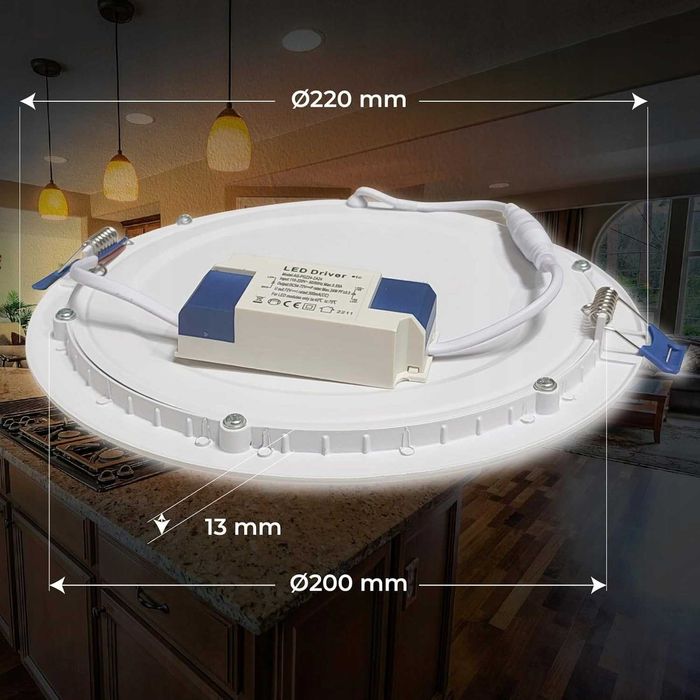 ATOMANT Panel LED, Okrągły 20W, 1800 lm, 225 mm, 4500K #6550