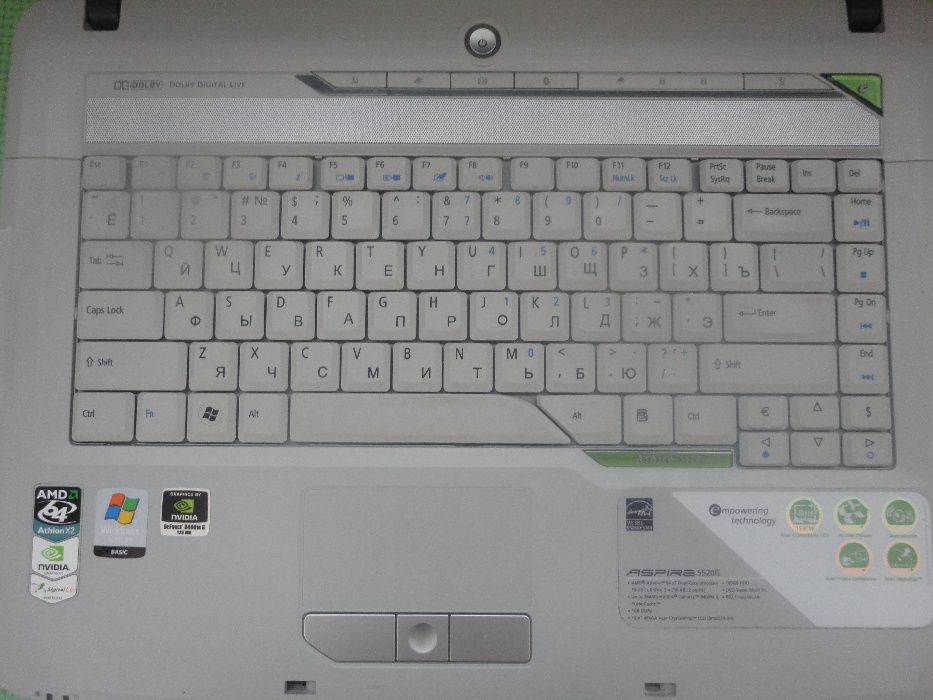 продам неробочий ноутбук Acer Aspire 5520G на запчастини (без екрана)