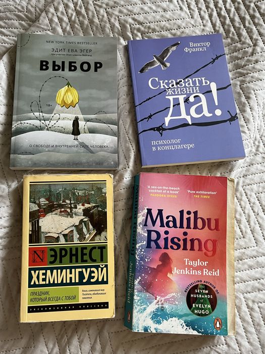 Книги (Malibu Rising,Выбор, Франкл, Хэмингуэй)